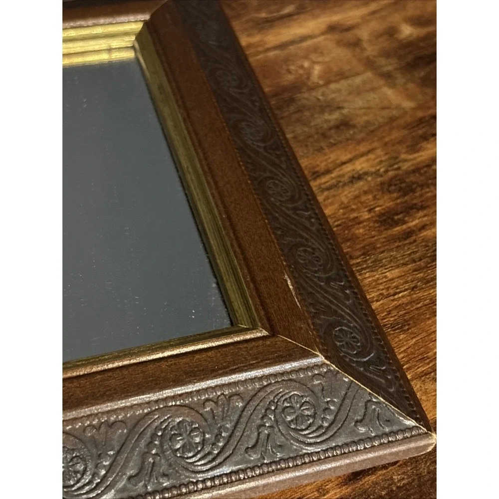 VTG Mirror 9x15 Wood Embossed Gold Trim Home Interiors & Gifts